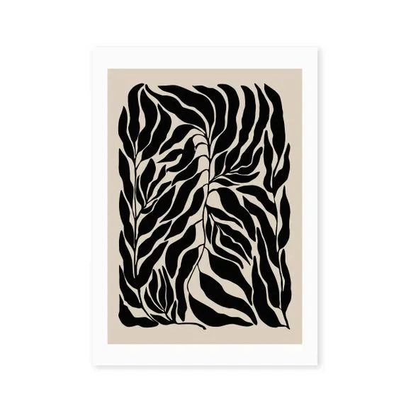 East End Prints Beige & Black Botanical Print 2