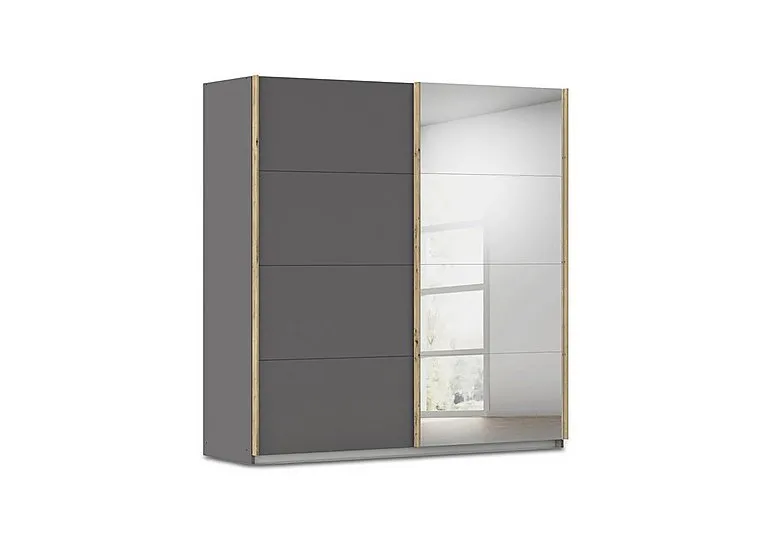 Flavia 226cm 2 Door Decor Sliding Wardrobe with Mirror Door - Metallic Grey
