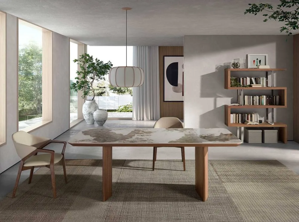 Angel Cerda Mink Leatherette Dining Chair with Walnut-Coloured in Beige 6