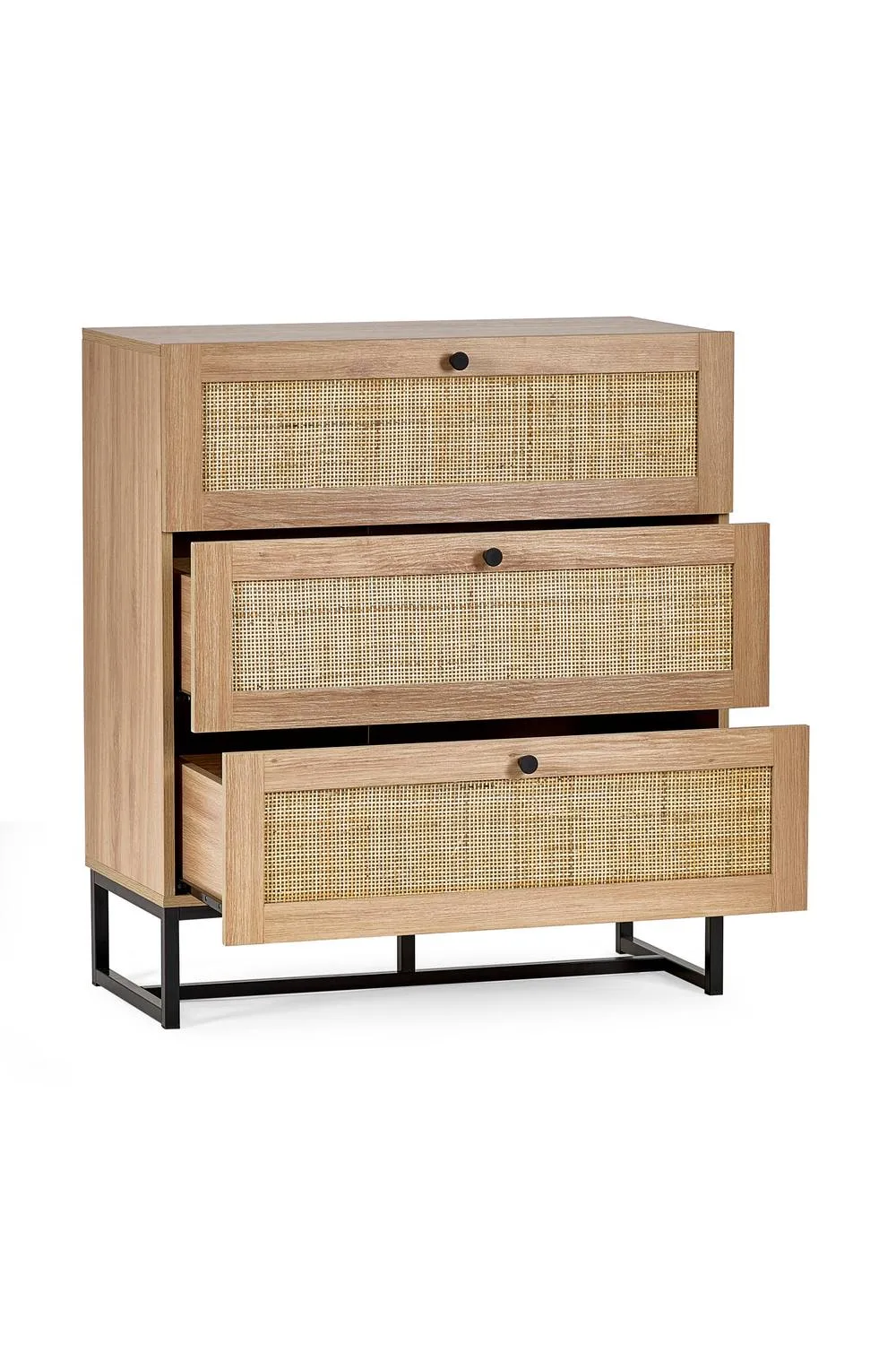 Julian Bowen Padstow Rattan 3 Drawer Chest in Light Oak 5