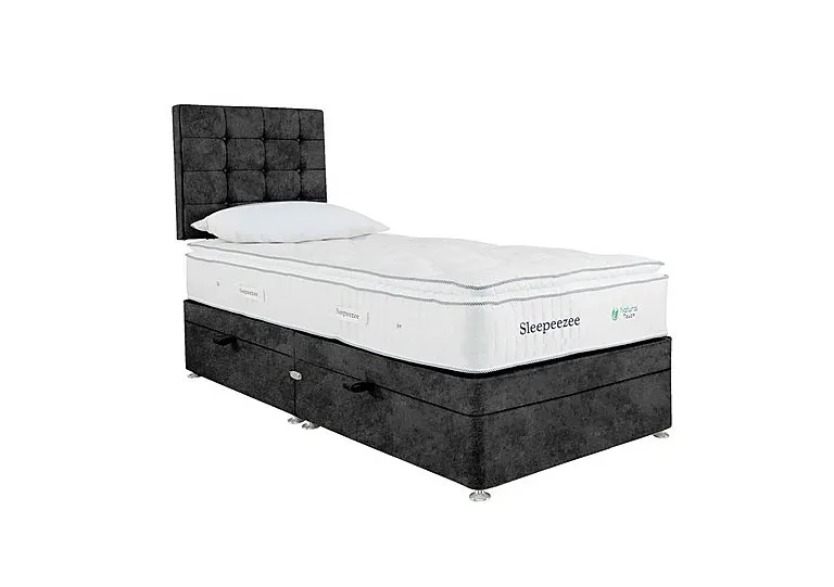 Natural Touch 2000 Pillowtop Side Ottoman Divan Set - Single - Daytona Coal