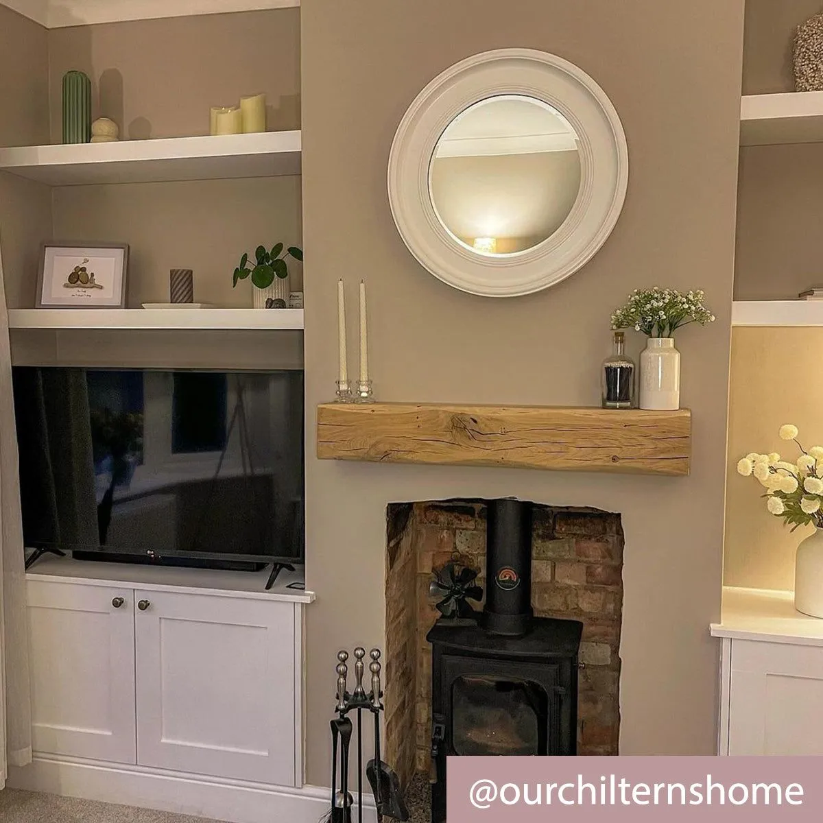 Melody Maison Round Vintage White Wall Mirror 60cm X 60cm 5