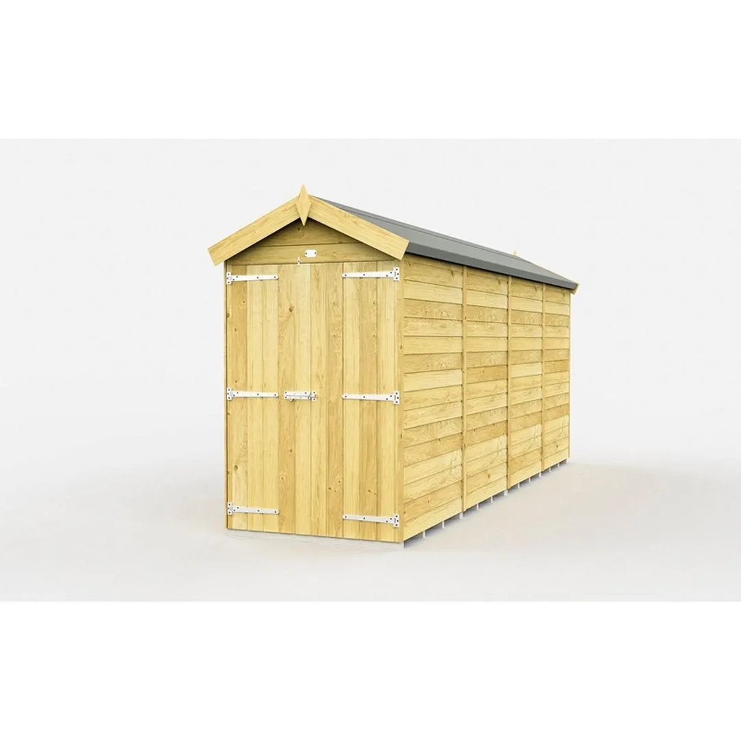 Buttercup Farm 4 x 16 Feet Apex Shed - Double Door W/O Window - L472 x W118 x H217 cm in Brown
