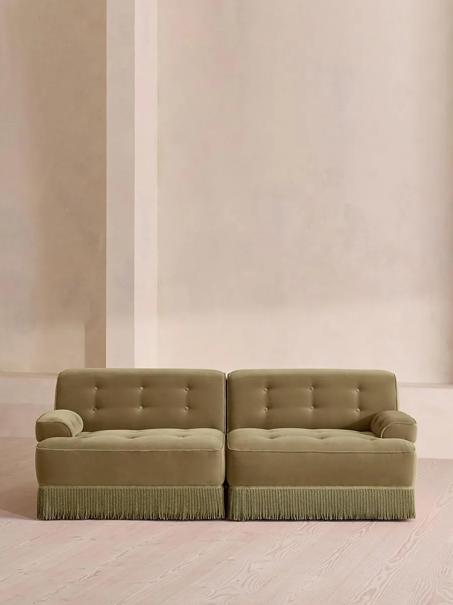 Elowen Modular Sofa, Three Seater, Velvet, Lichen