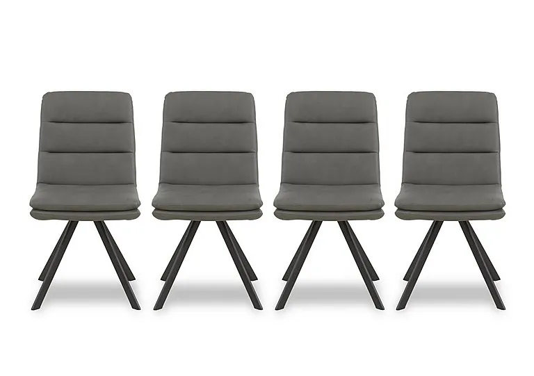 Njord Set of 4 Faux Leather Swivel Dining Chairs - Grey