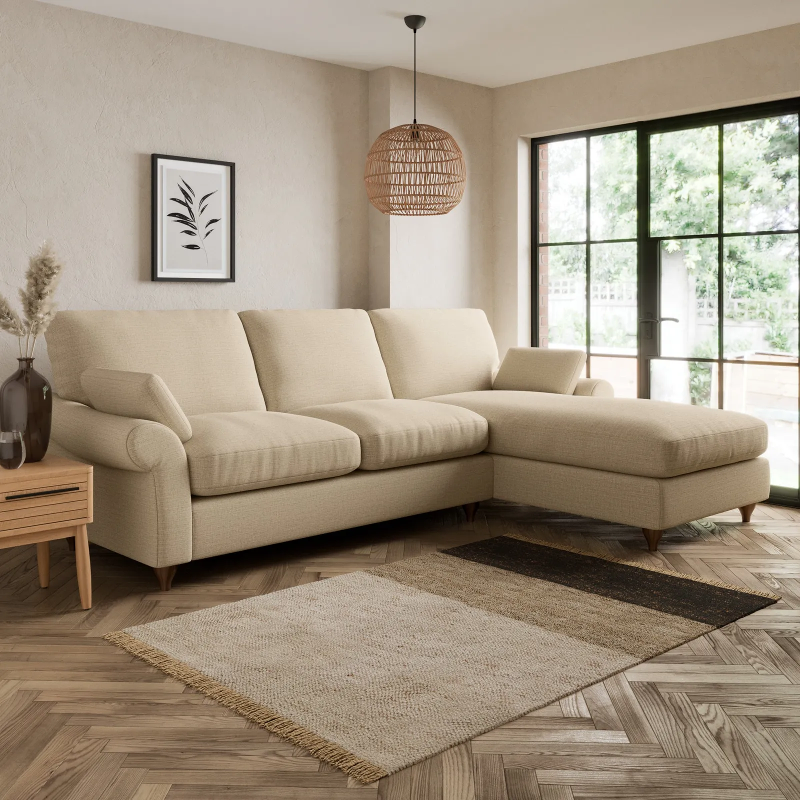 Salisbury Textured Weave Right Hand Corner Sofa Textured Weave Honey