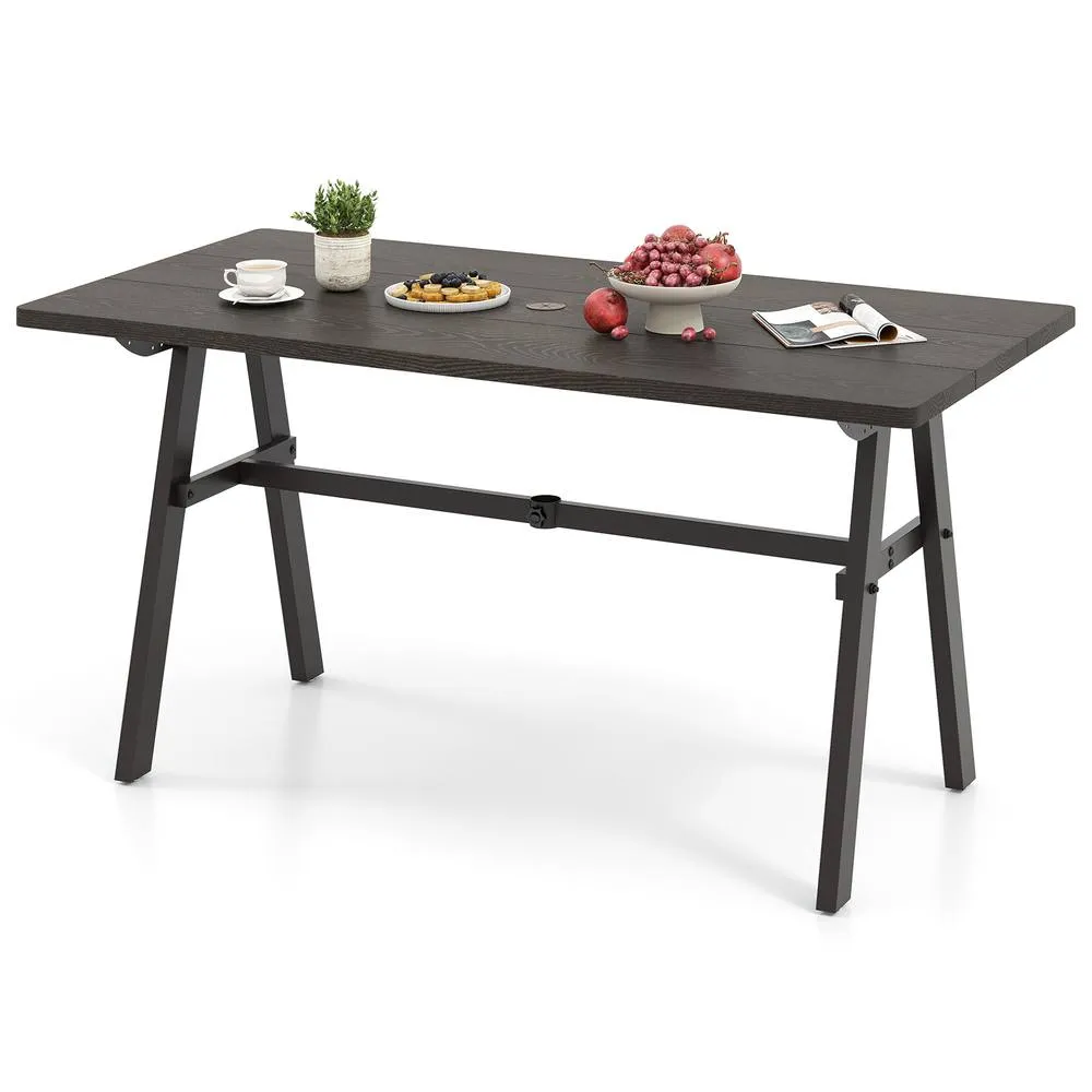 Costway Outdoor Patio Table with 350 Pounds Capacity for Garden in Brown