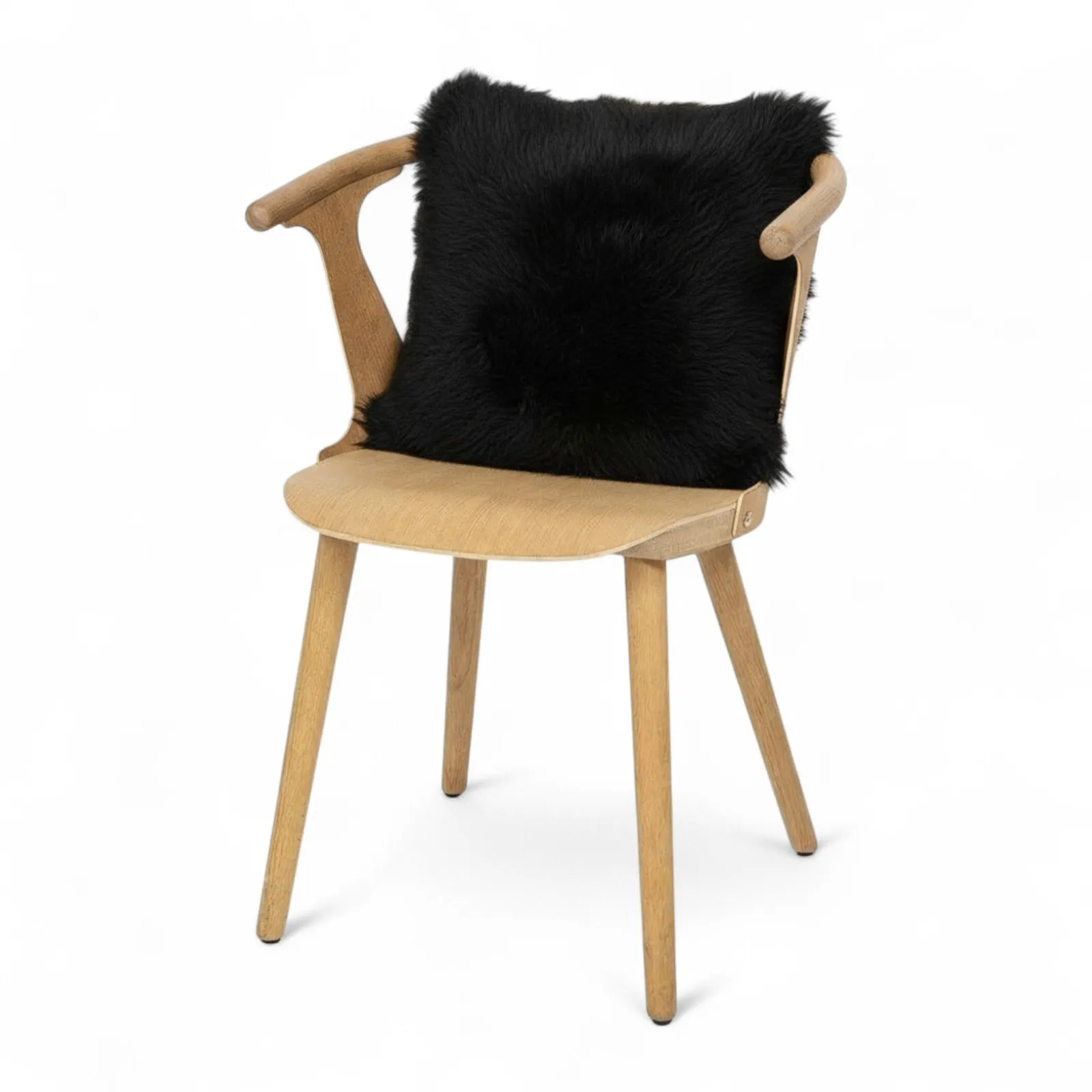 Infinity Leather Luxury Genuine Sheepskin 40x40cm Real Wool Single Sided Cushion in Black