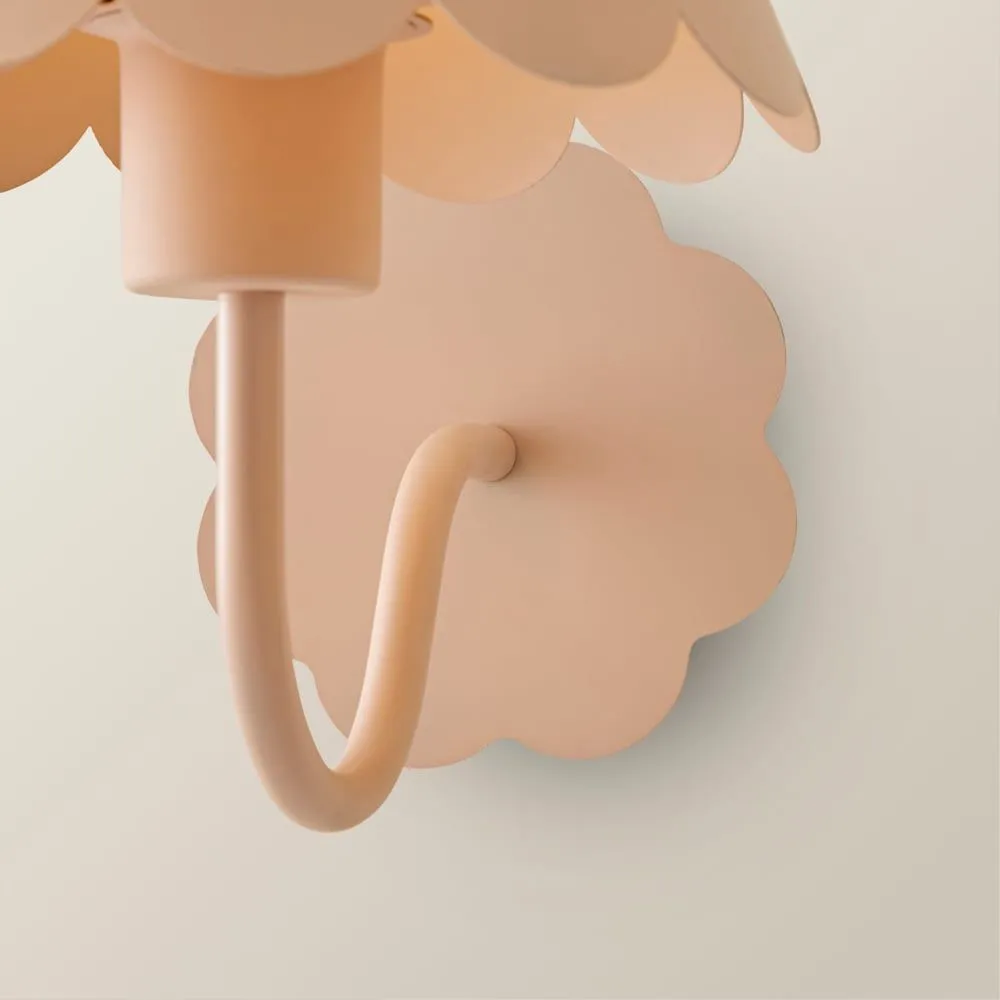 ValueLights Hattie Pair of Rechargeable Metal Scalloped Edge Wall Lights in Pale Pink 6