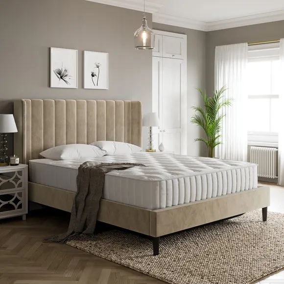 Alara Pleated Ottoman Bed Frame, Velvet 1