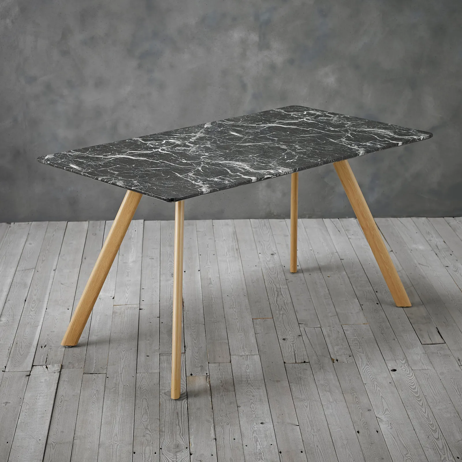 Venice Marble Effect Dining Table Black and Brown
