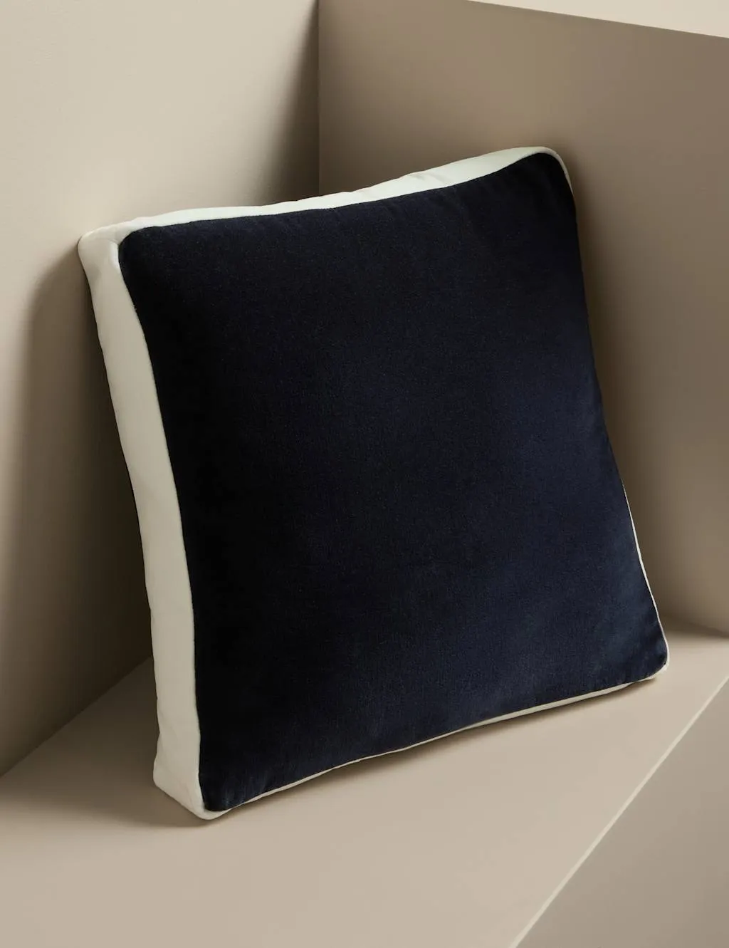M&S X Kelly Hoppen Velvet Box Cushion Navy Mix