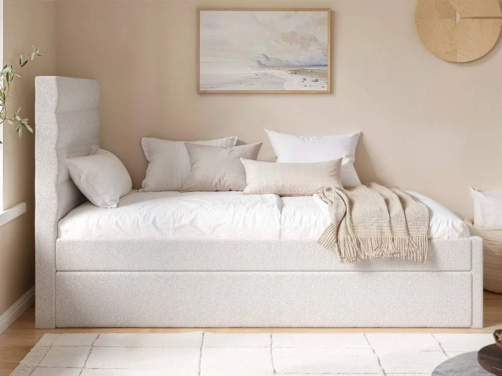 Flair Ari Upholstered Single Bed With Trundle in Beige 3