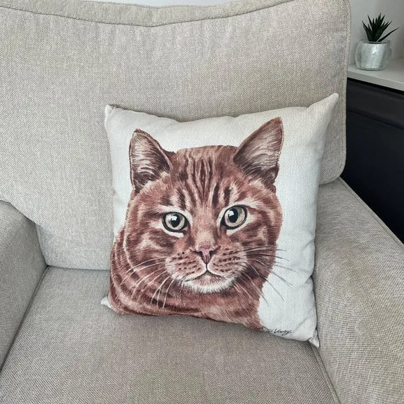 Christine Varley Ginger Cat Square Cushion