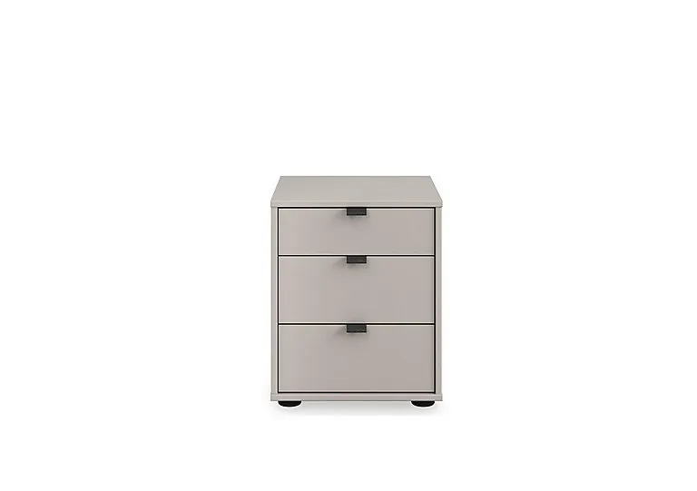 Tullio 3 Drawer Bedside Cabinet - Pebble Grey