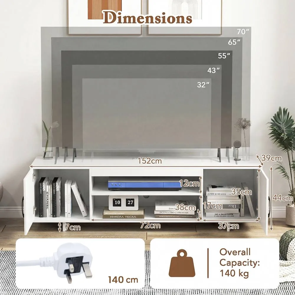 Costway TV Stand for TVs up to 70" 152 cm Entertainment Center w/ Power Outlet in White 3