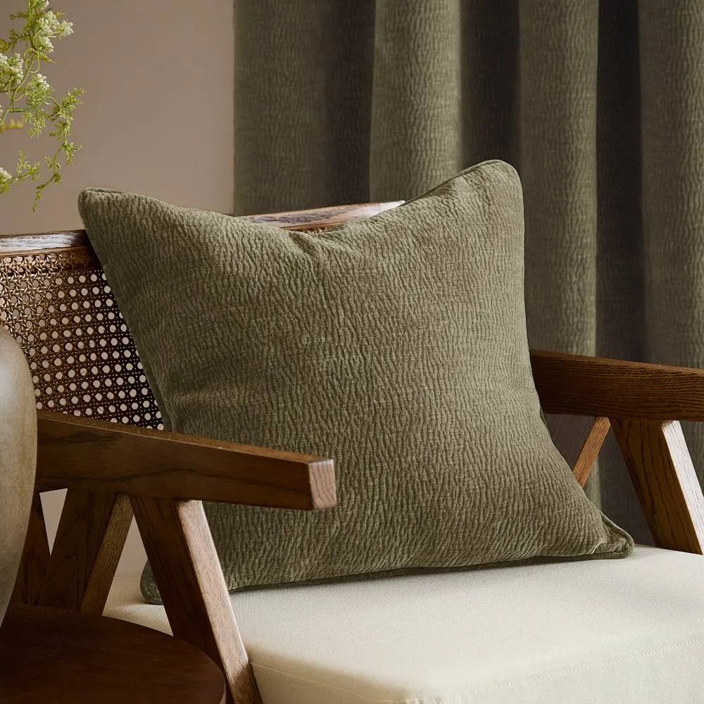 Yard Heath Washed Velvet Textured Cushion Eucalyptus 50 X 50Cm, Green