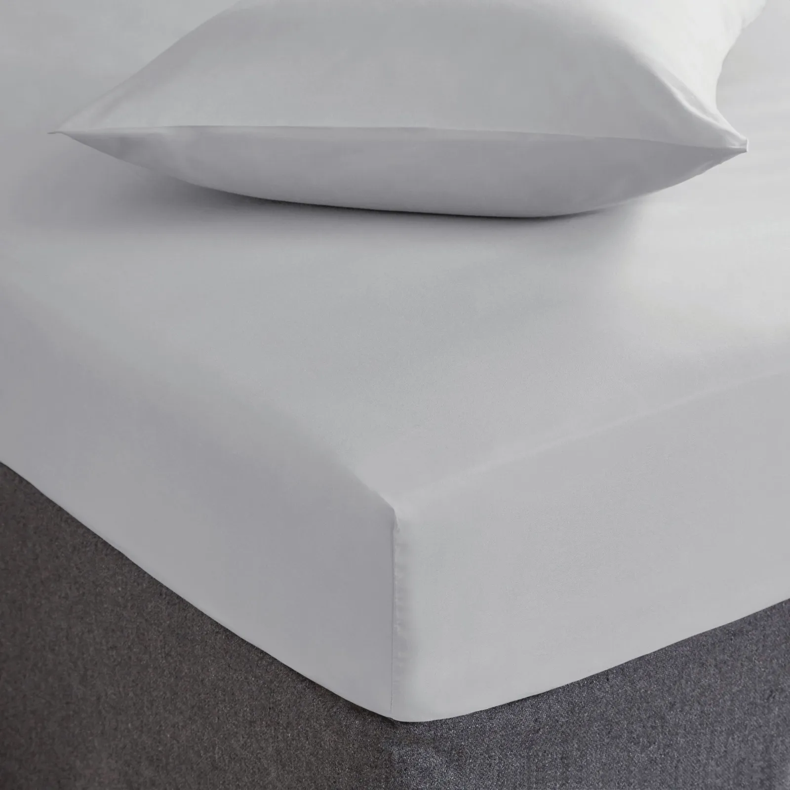 Plain 100% Cotton 200 Thread Count Fitted Sheet Silver