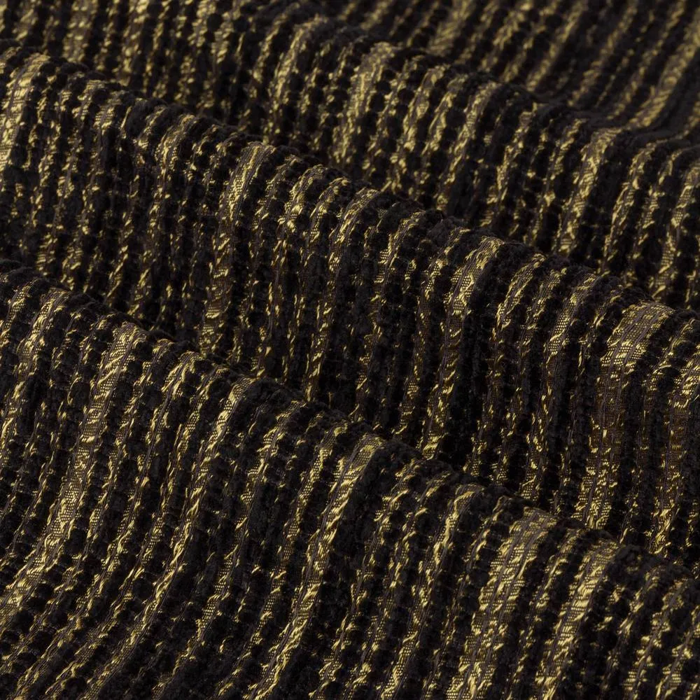 Paoletti Jupiter Chenille Jacquard Eyelet Curtain Pair in Black 6