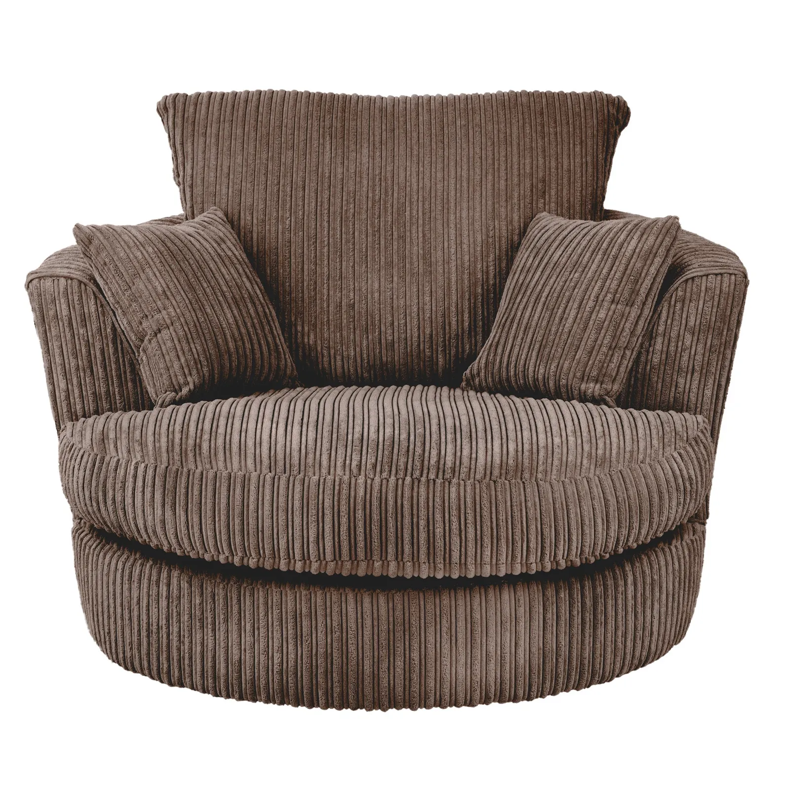 Blake Jumbo Cord Swivel Chair Brown