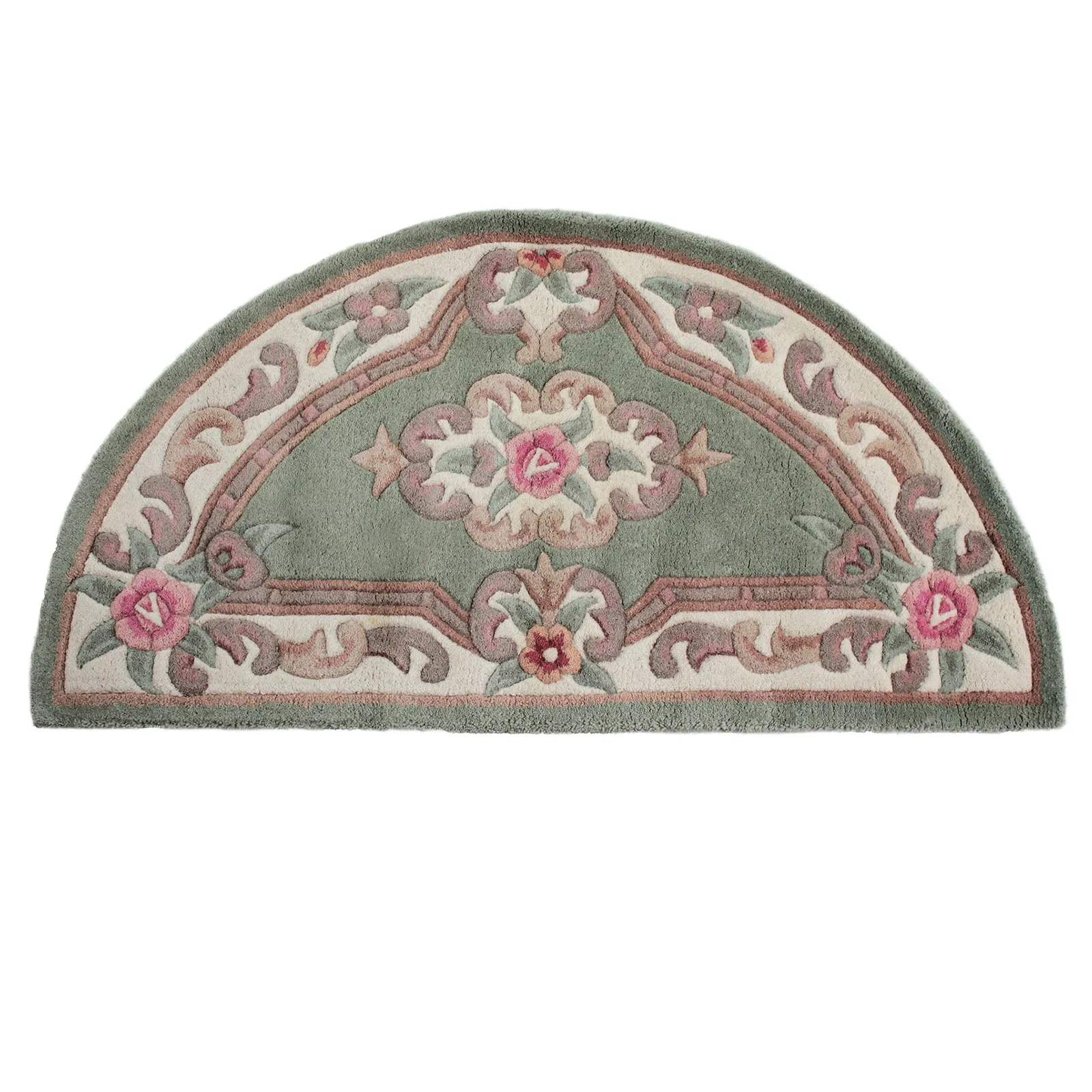 Lotus Premium Aubusson Half Circle Rug Green