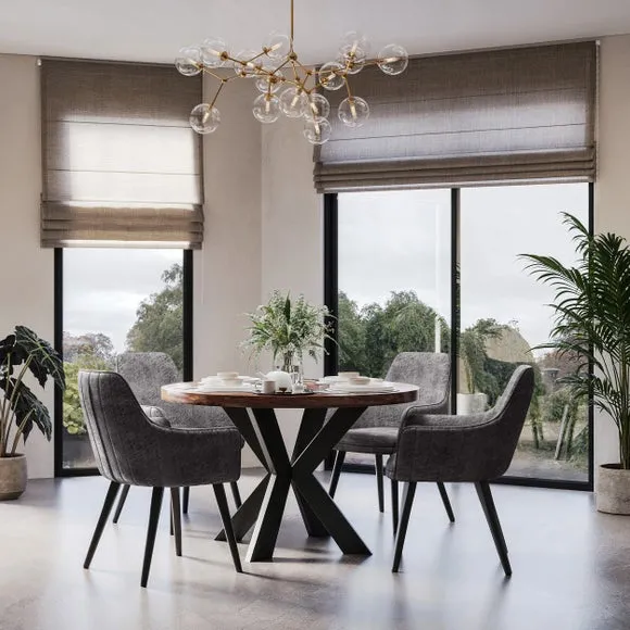 Indus Valley Logan 4 Seater Round Dining Table With 4 Logan Chairs