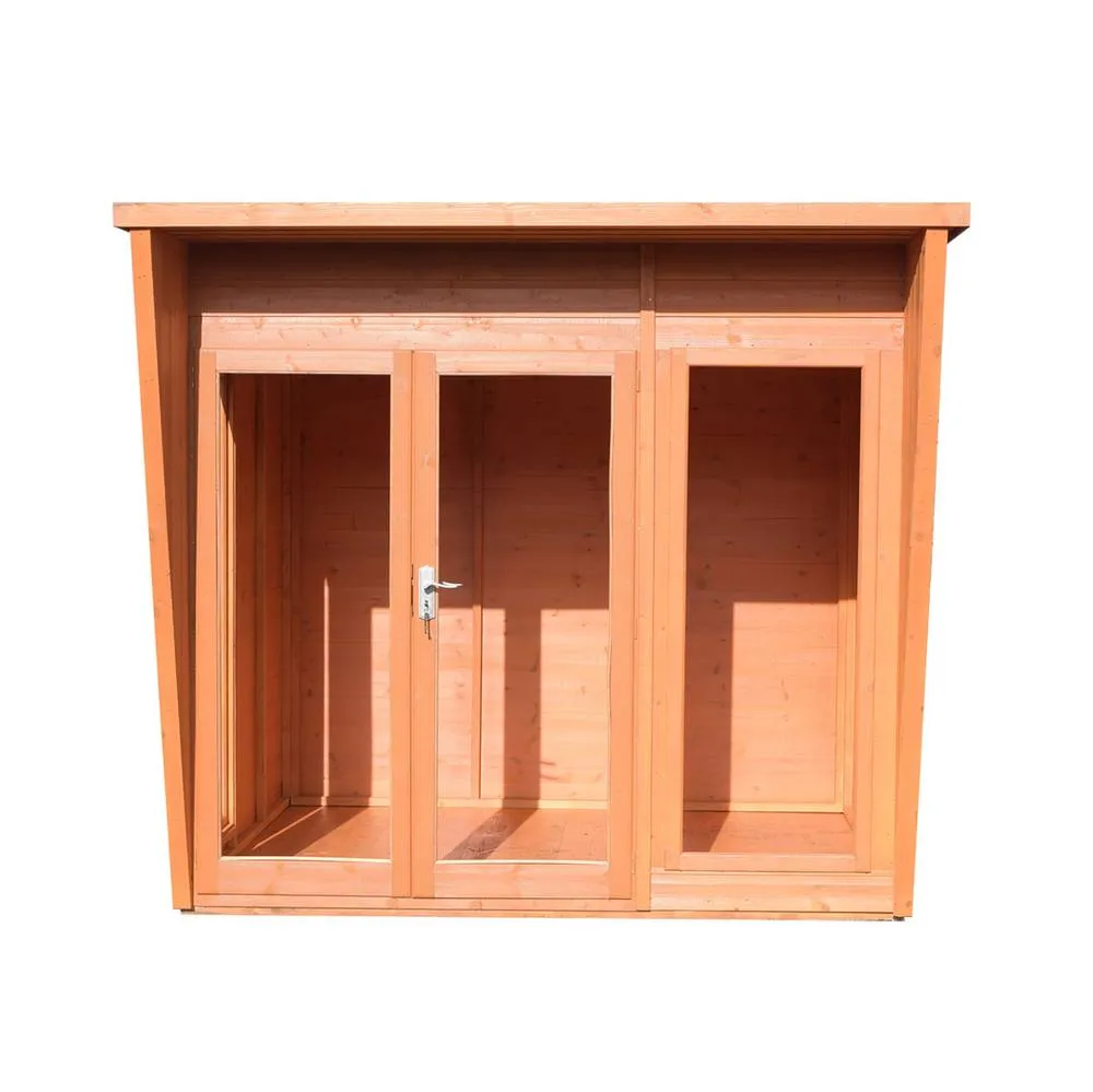 Shires Highclere 8 x 6 Feet Double Door with Three Windows Summerhouse in Light Brown