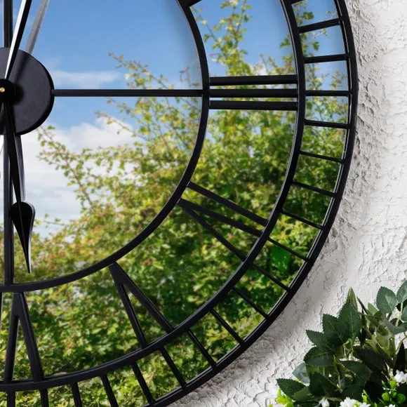 Charles Bentley Windermere Indoor Outdoor Mirrored Skeleton Wall Clock 2