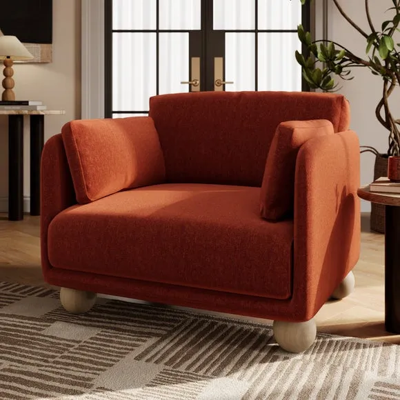Armitage Chenille Snuggle Chair with Ball Feet 2