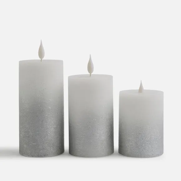 Set of 3 Ombre LED Pillar Candles 3
