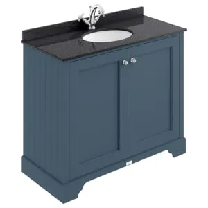 Bayswater Victrion Stiffkey Blue Traditional Freestanding Vanity Unit & Black Marble Top Basin - 1000mm