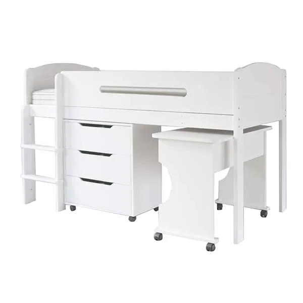 Kenzie Childrens Midsleeper with Desk And Chest Of Drawers