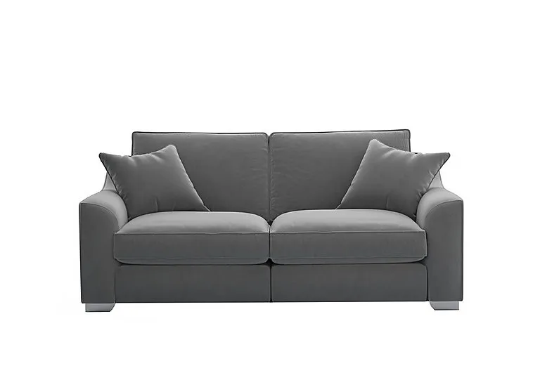 Isobel 3 Seater Fabric Fibre Fill Sofa - Koala Cub with Chrome Feet