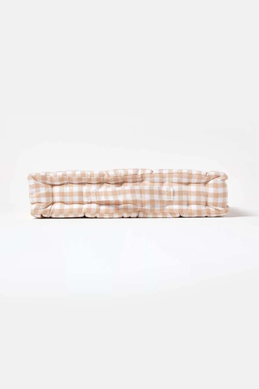 Homescapes Cotton Gingham Check Floor Cushion in Beige 5