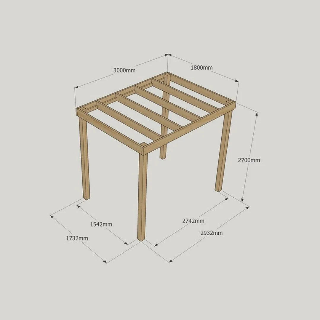 Rutland County Garden Furniture Ltd Box Pergola - Wood - L180 x W300 x H270 cm - Light Green in Brown 3