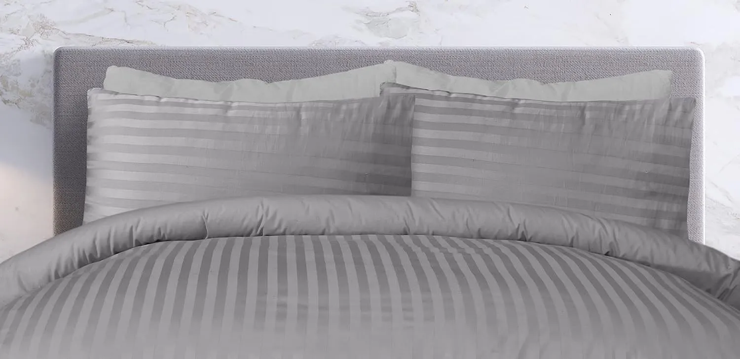 Smart Living Luxury Satin Stripe Reversible Duvet Cover Bedding Set with Pillowcase in Grey 2