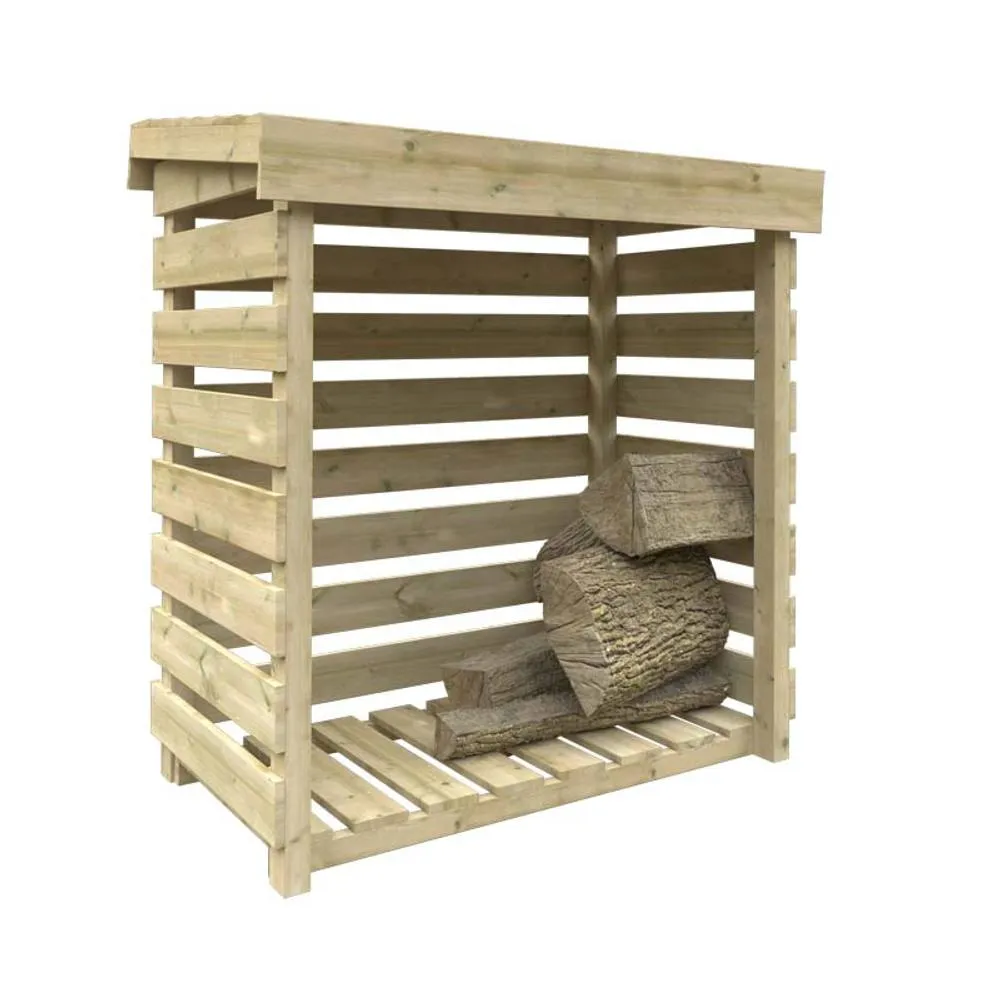 Buttercup Farm 4x2 Tanalised Log Store 19mm Shed - L115 x W55 x H123 cm - Green in Natural