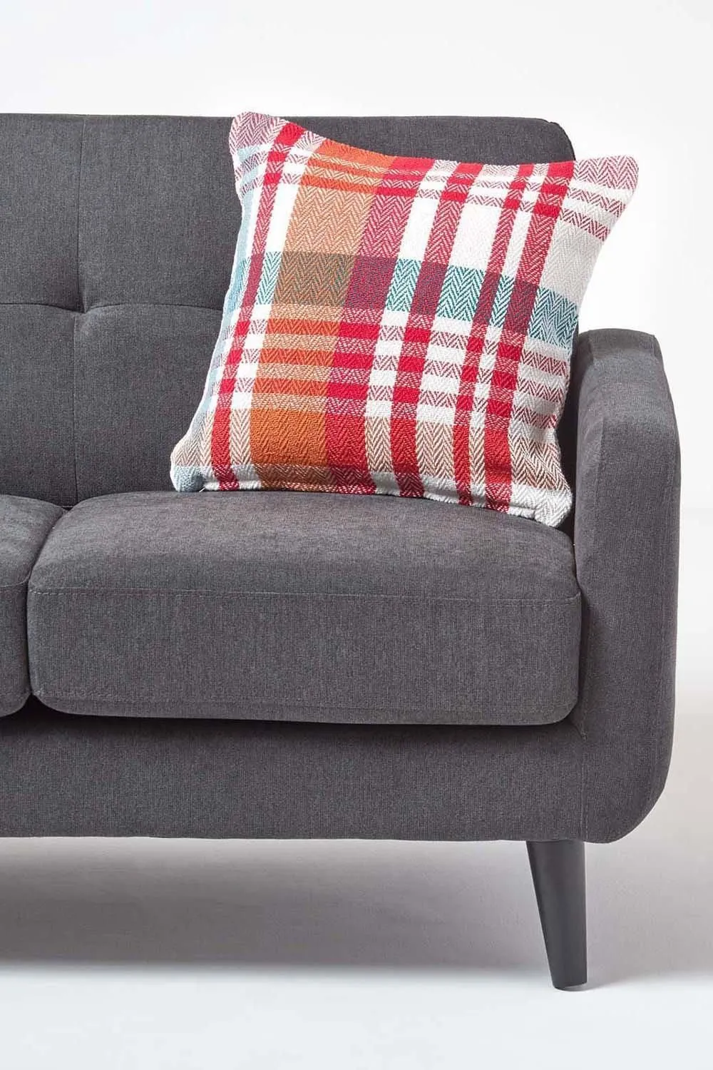 Homescapes Tartan 100% Cotton Falun Cushion Cover in Red 4