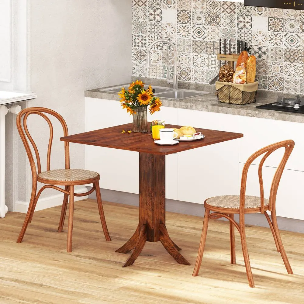 Costway 33" Wooden Kitchen Table Square Dining Table w/ Pedestal Base-Walnut in Brown 4