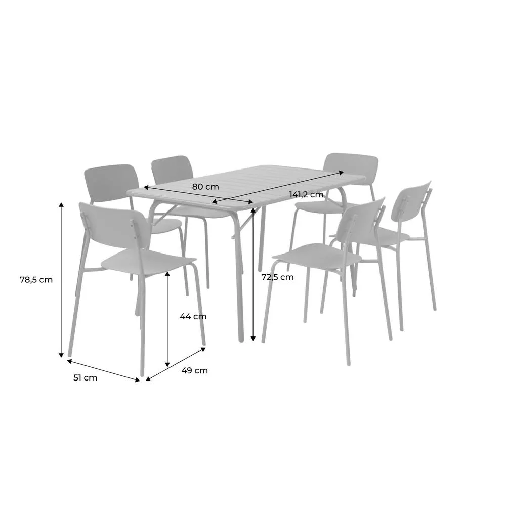 sweeek Folding metal garden table + 6 chairs in Dark Grey 5