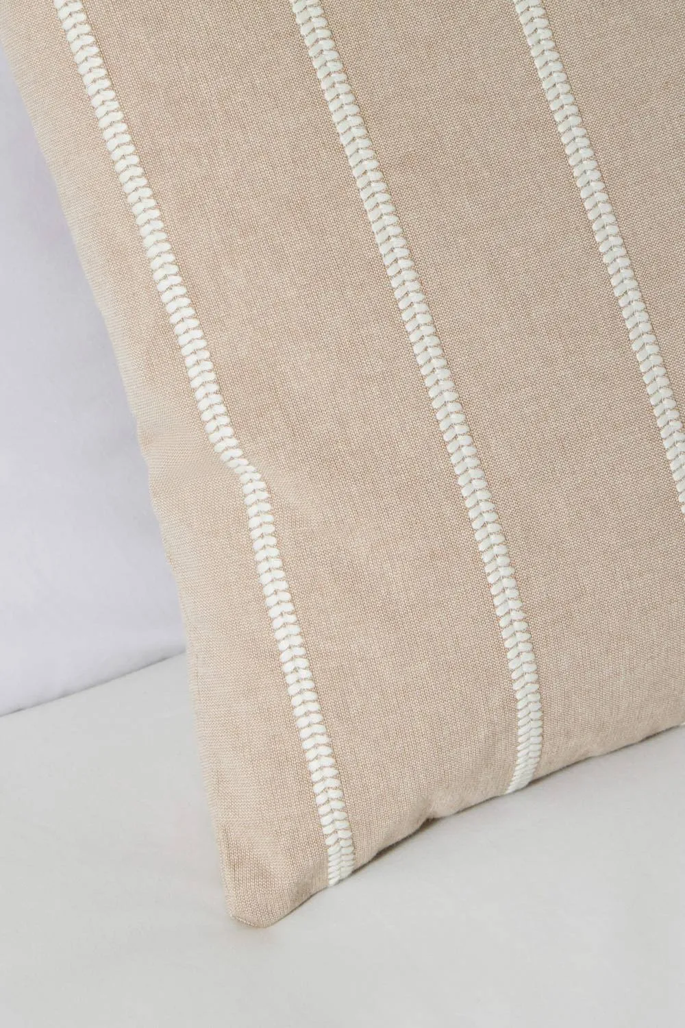 BHS Embroidered Stripe Cushion in Natural 2