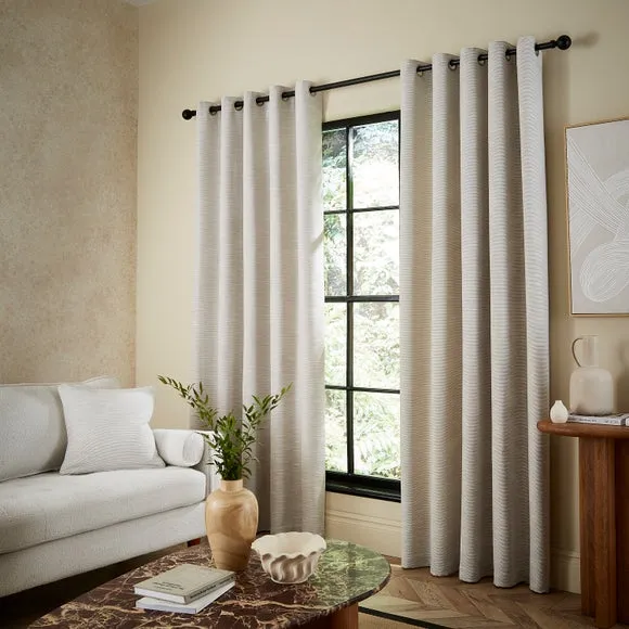 Two Tone Chenille Eyelet Curtains 2