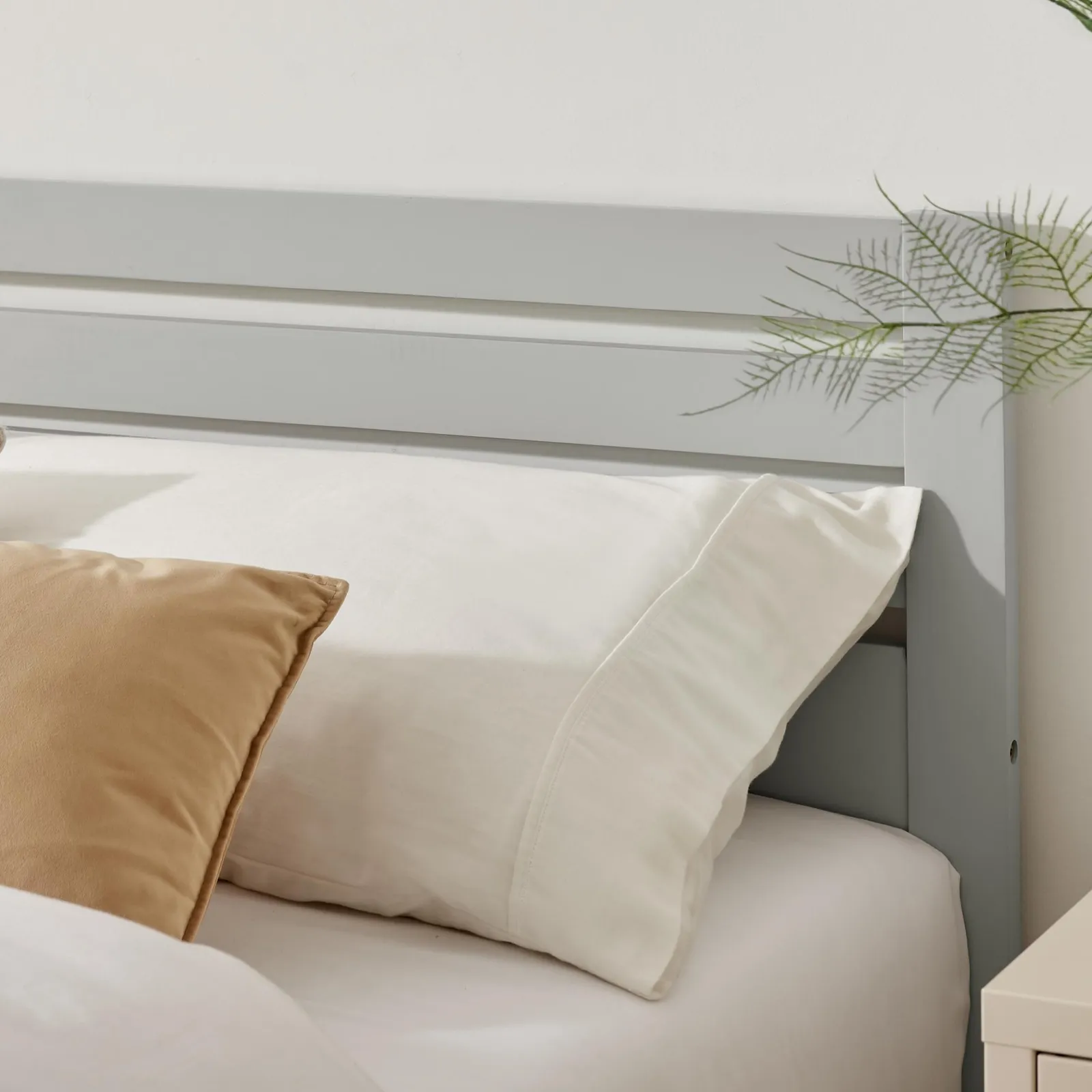 FurnitureboxUK Declan Solid Pine Single Bed Frame in Light Grey 3