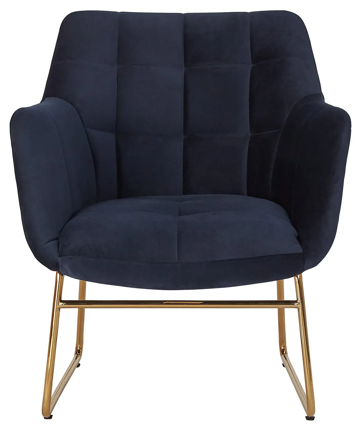 Habitat Cyrus Velvet Sleigh Accent Chair - Navy