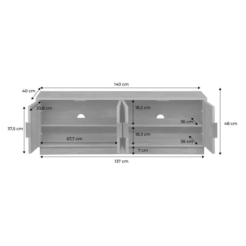 sweeek 140cm Tv Unit Exotic Wooden Effect 4 Doors in Brown 5
