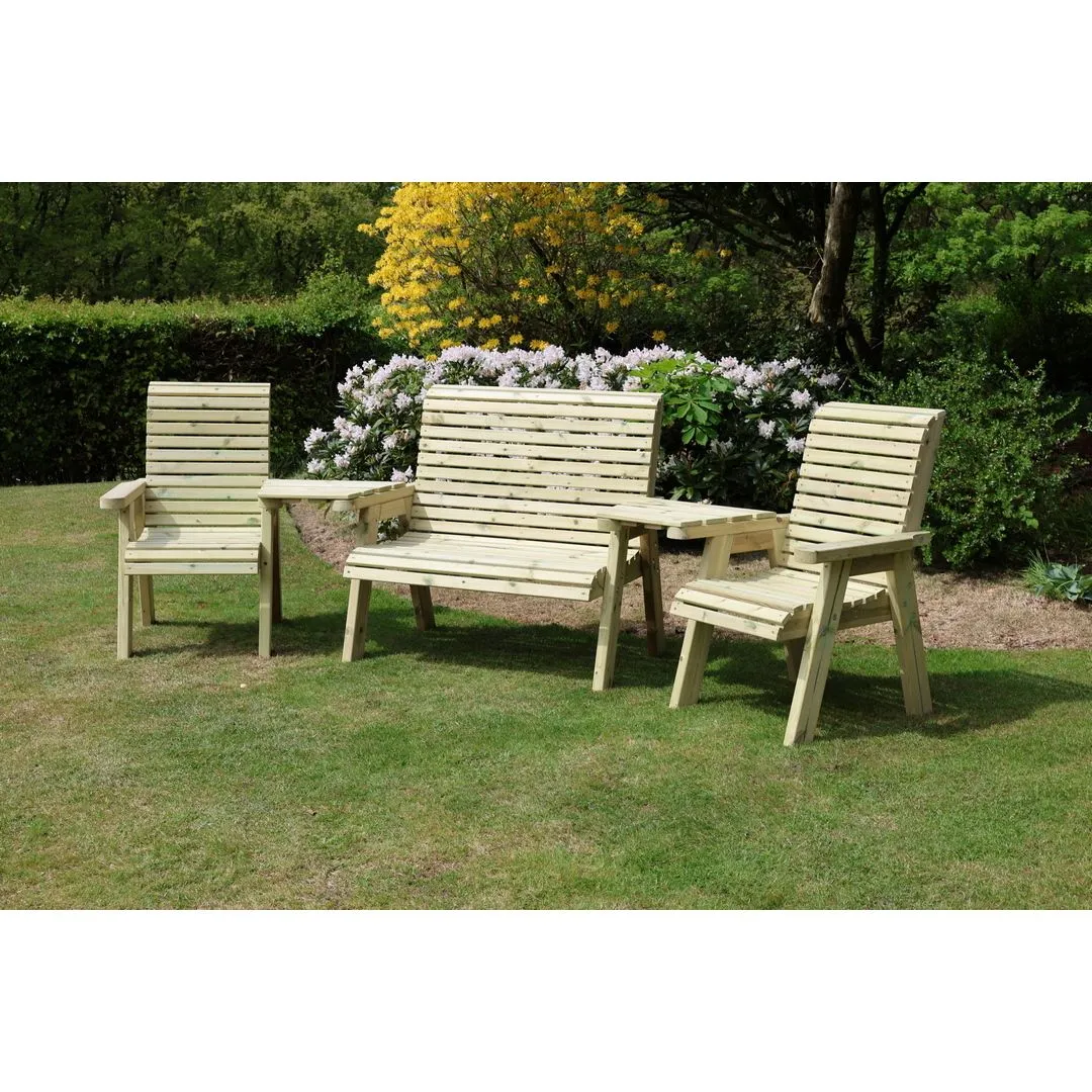 Churnet Valley Garden Furniture Ltd Multi Set, Wooden Garden Table & Chairs - Fully Assembled in Brown 3
