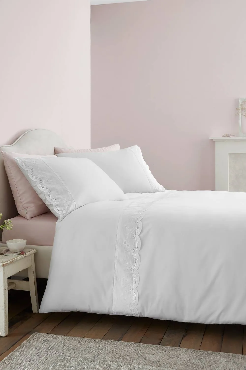 Bianca 'Elise Lace' 200 Thread Count Cotton Duvet Cover Set in White 1