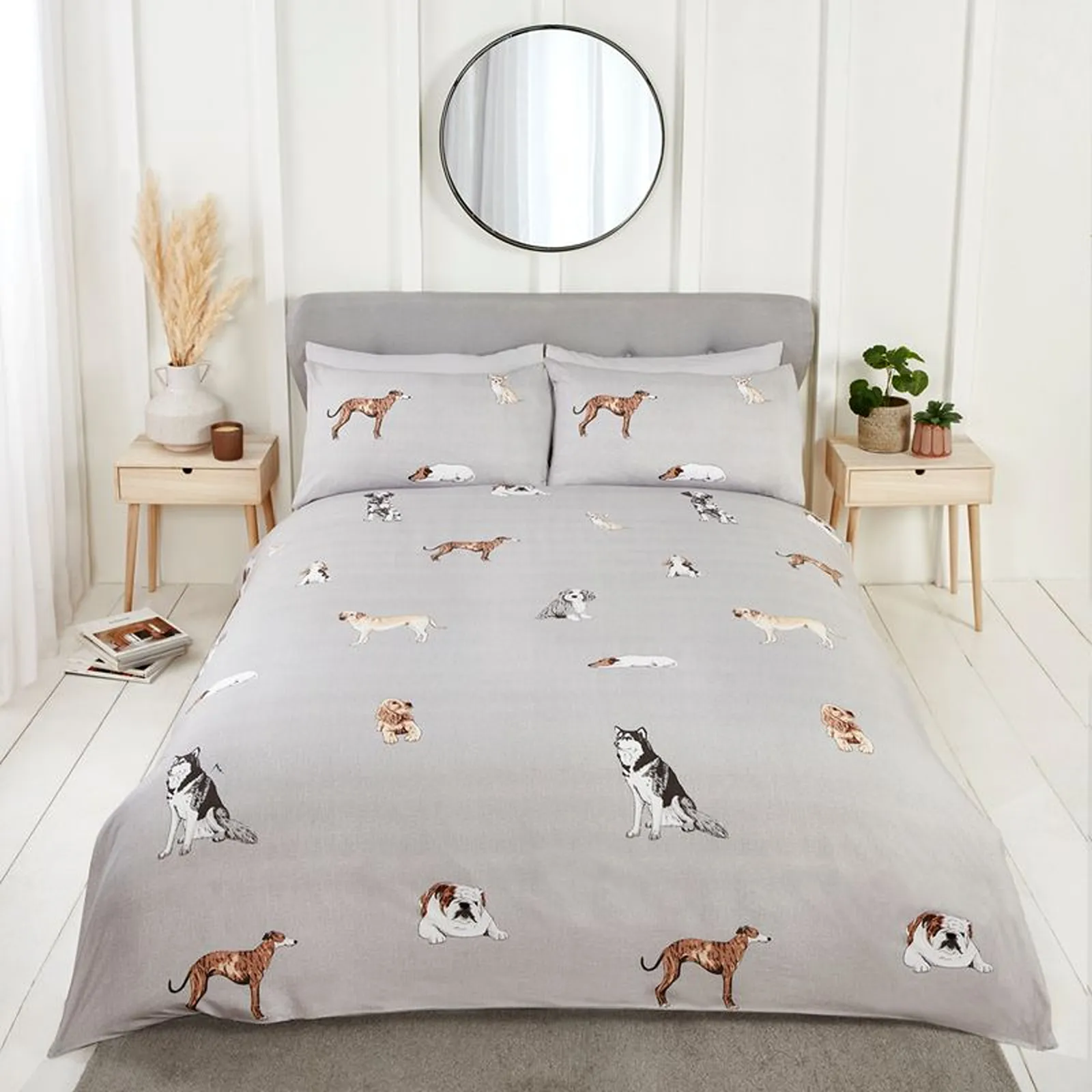Rapport Home Paws & Tails Microfibre Duvet Set Double Grey, Silver 1