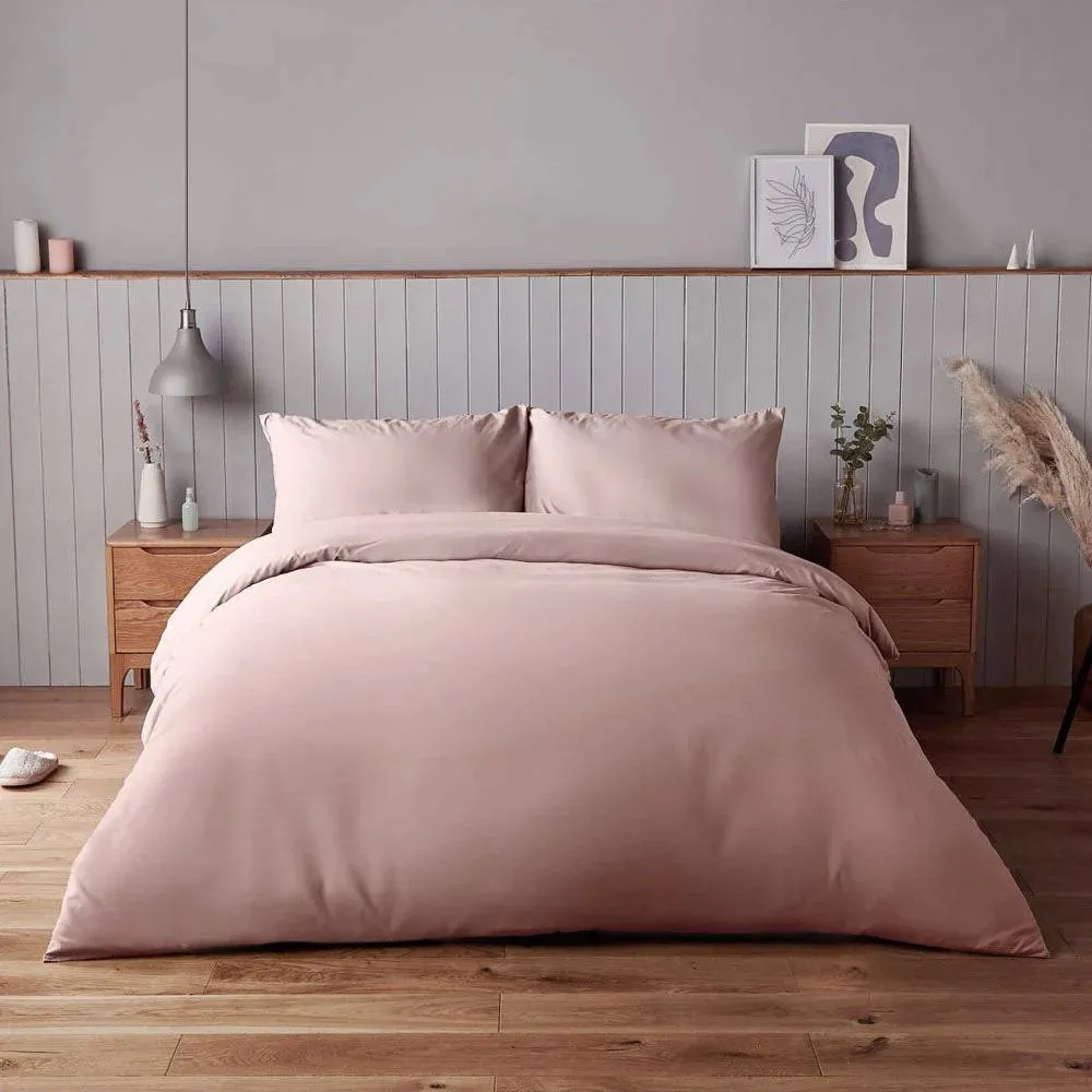 Voltico Silentnight Supersoft Duvet Cover Set Double Size Pink Bedding in Dusty Pink