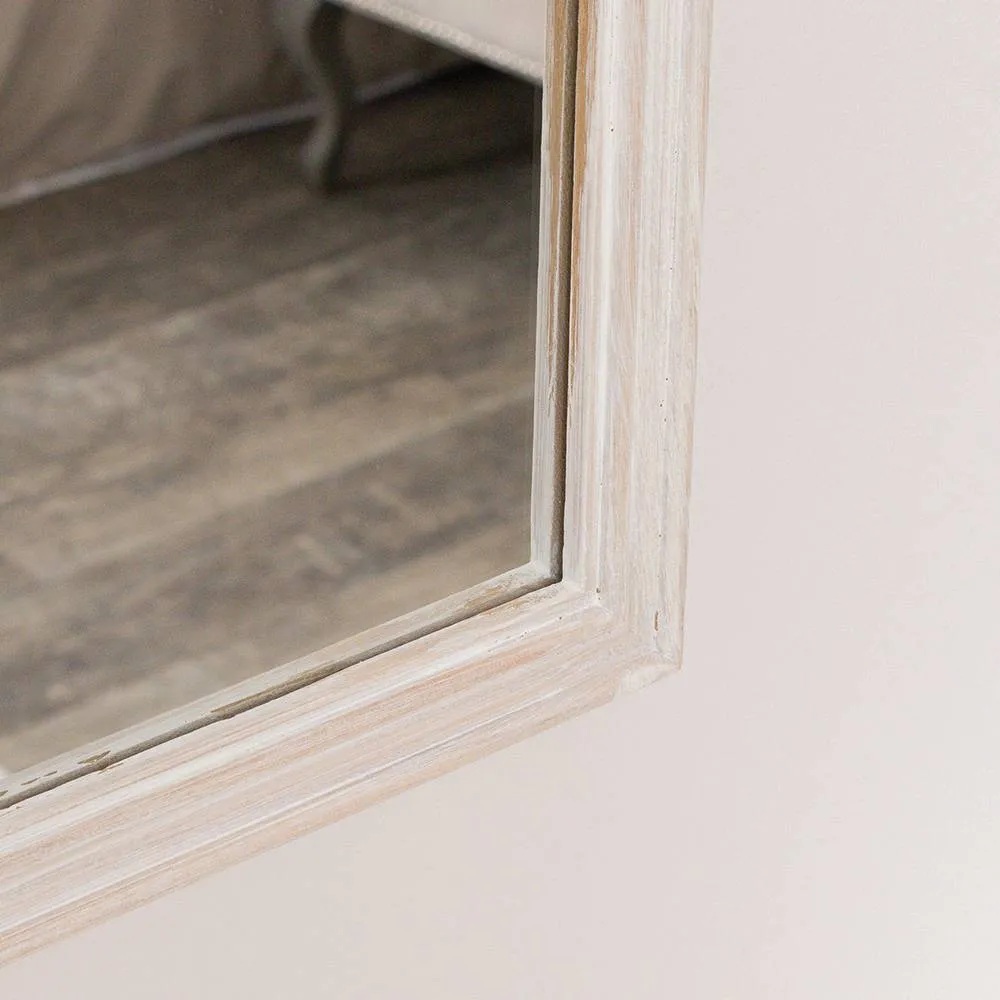 Melody Maison White Washed Distressed Wooden Frame Wall Mirror - 40cm X 75cm 3